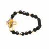 Gold Cross With St. Charbel – Onyx Stones Bracelet