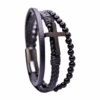 Triple-Layer Black Cross Bracelet