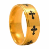 Black Cross Design Gold Ring